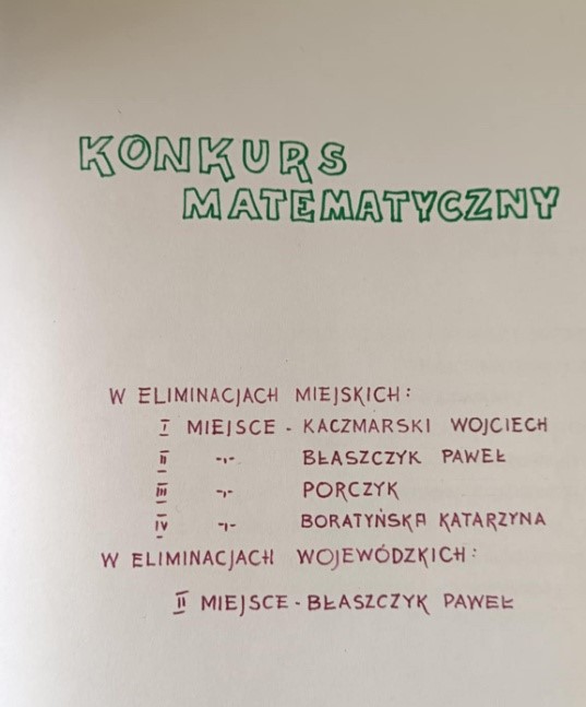 Wyniki konkursu matematycznego
