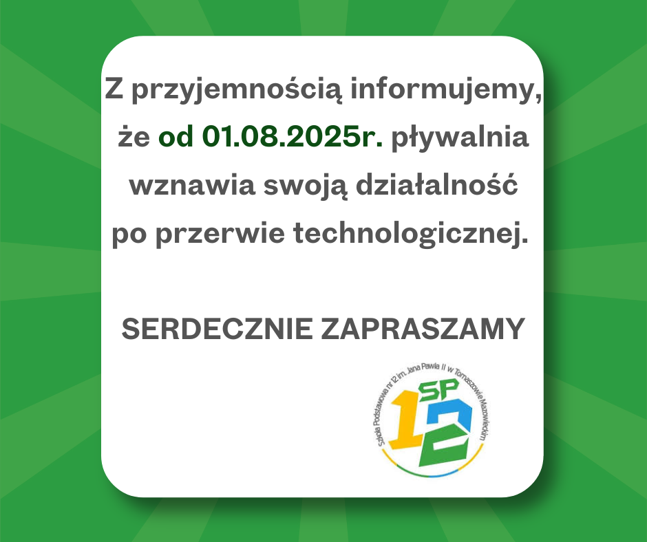 Informacja o otwarciu basenu