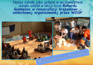 Nasza szkoła wzięła udział w akcji bicia Rekordu Guinnessa w resuscytacji krążeniowo - oddechowej
