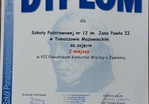 Dyplom naszej drużyny