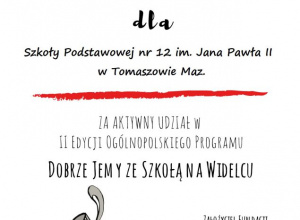 CERTYFIKAT dla SP12 CERTYFIKAT dla SP12
