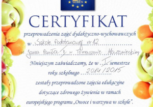 certyfikat dla szkoły